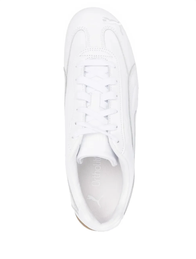 PUMA White Low-Top Sneakers with Gum-Colored Sole