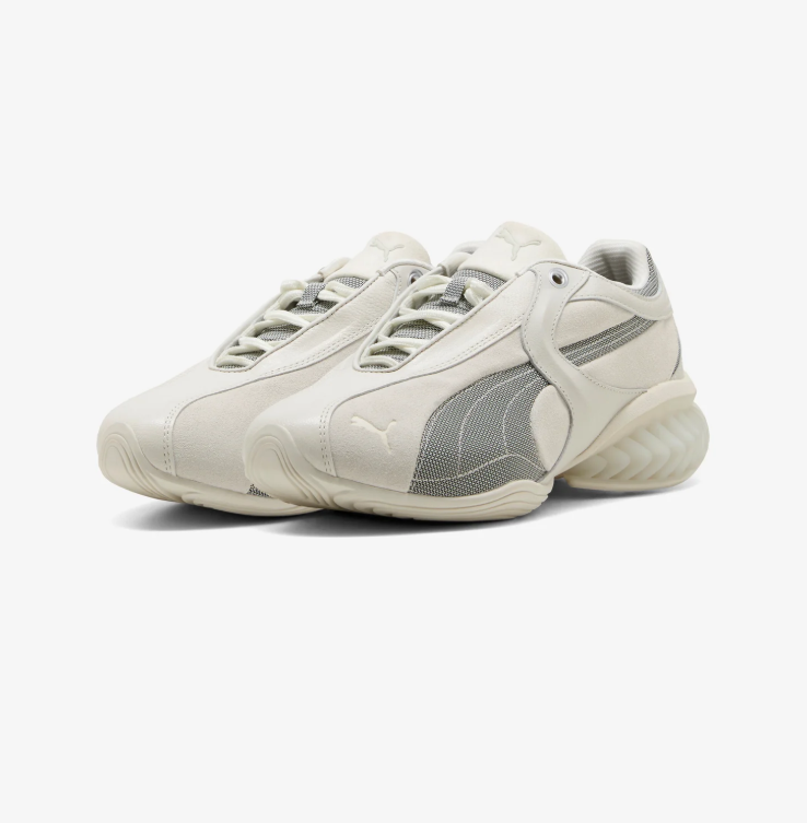 PUMA Off-White & Grey Sneakers with Sculpted Heel Sole