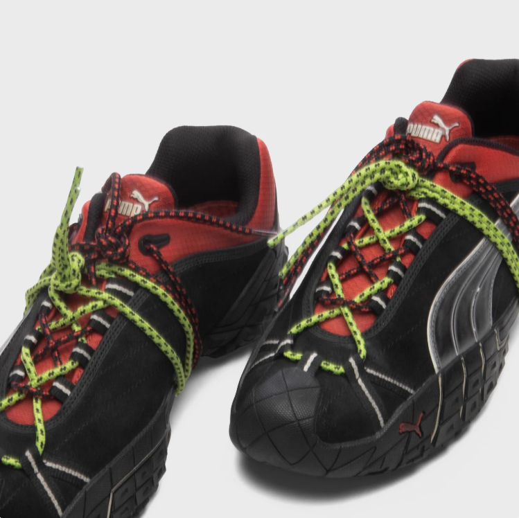 PUMA Black & Red Sneakers with Silver Formstrip and Wraparound Laces