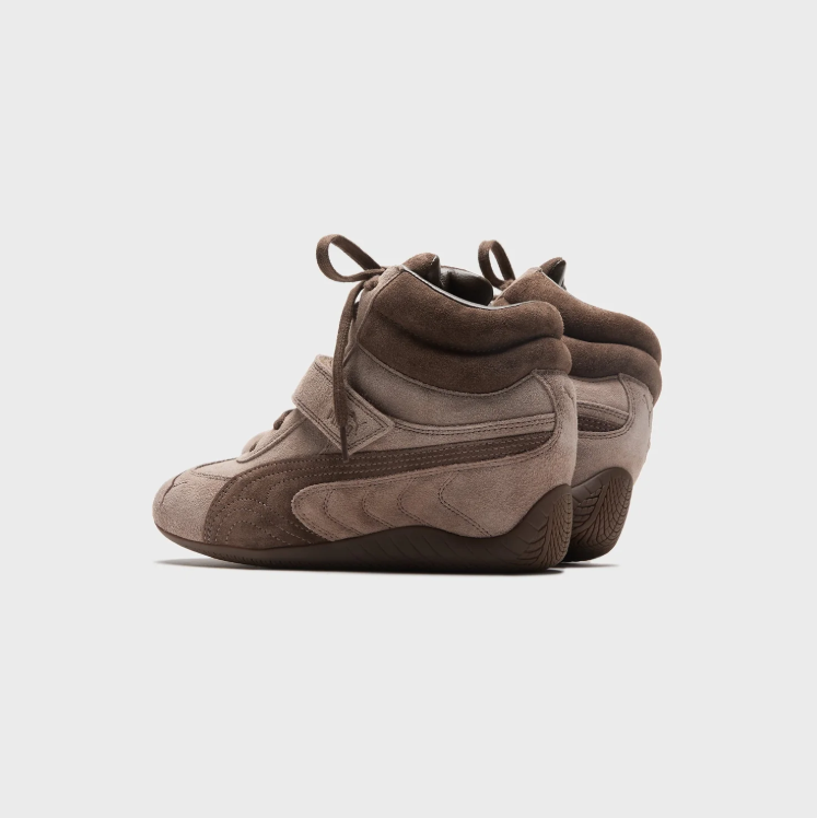 PUMA Taupe & Brown High-Top Sneakers with Instep Strap