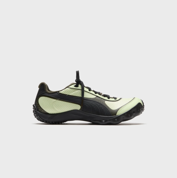 PUMA Pale Green & Black Mesh Sneakers with Wraparound Sole