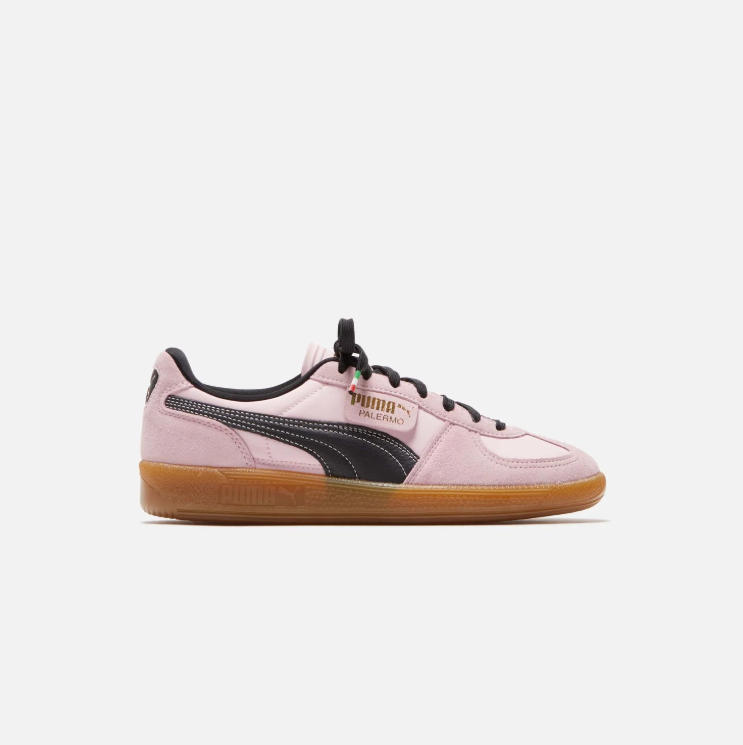 PUMA Palermo Pale Pink & Black Sneakers with Gum-Colored Sole