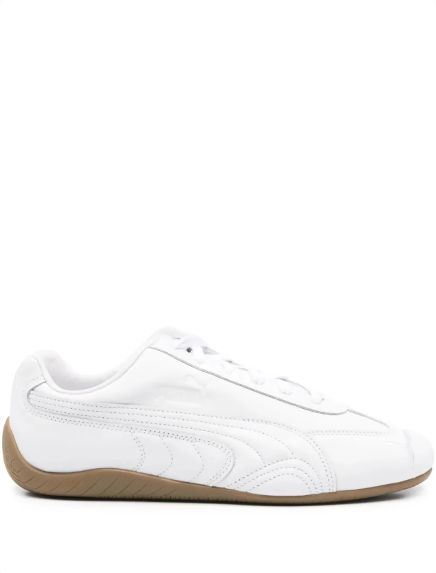 PUMA White Low-Top Sneakers with Gum-Colored Sole