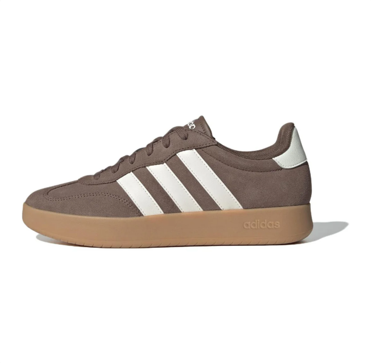 adidas Brown & White Retro Low-Top Sneakers with Gum-Colored Sole