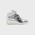 PUMA Metallic Silver High-Top Sneakers with White Collar and Strap
