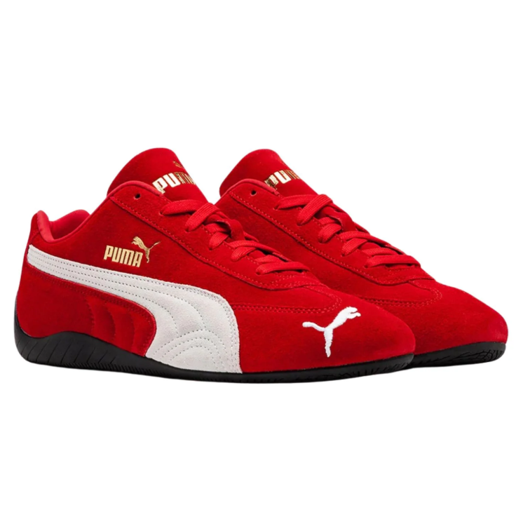 PUMA Red & White Low-Top Sneakers with Black Sole