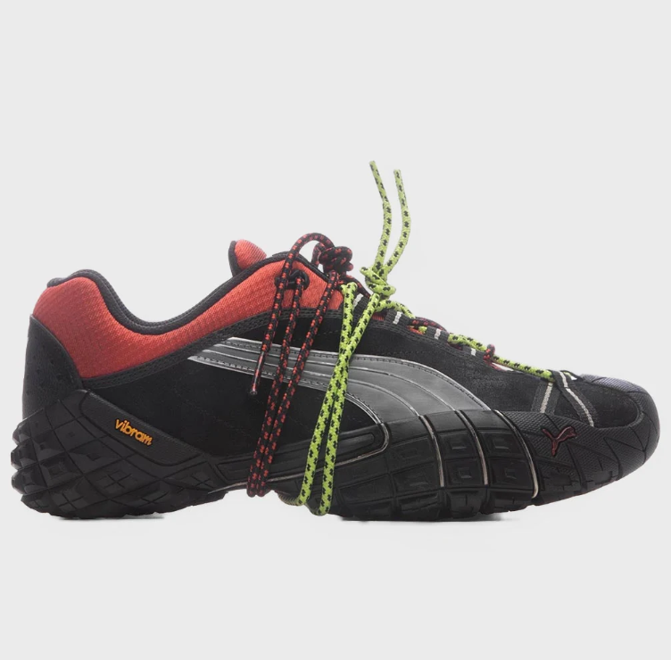 PUMA Black & Red Sneakers with Silver Formstrip and Wraparound Laces