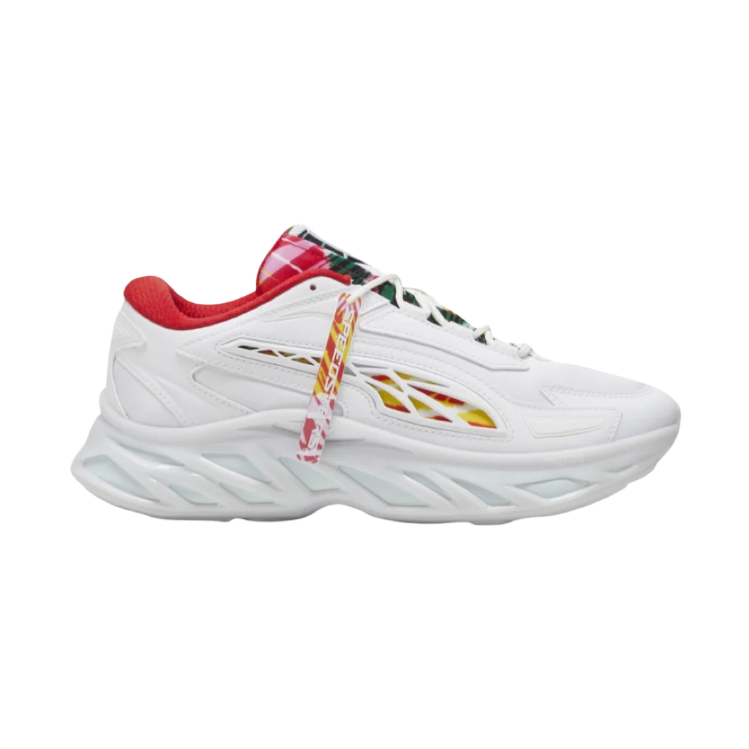PUMA White Chunky Sneakers with Red Lining and Multicolor Accents