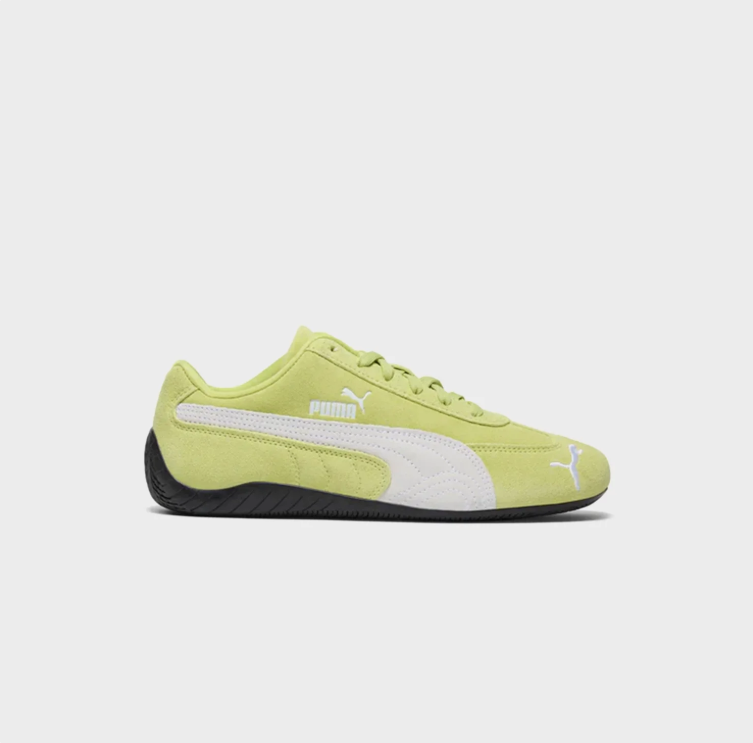 PUMA Lime Green & White Low-Top Sneakers with Black Sole