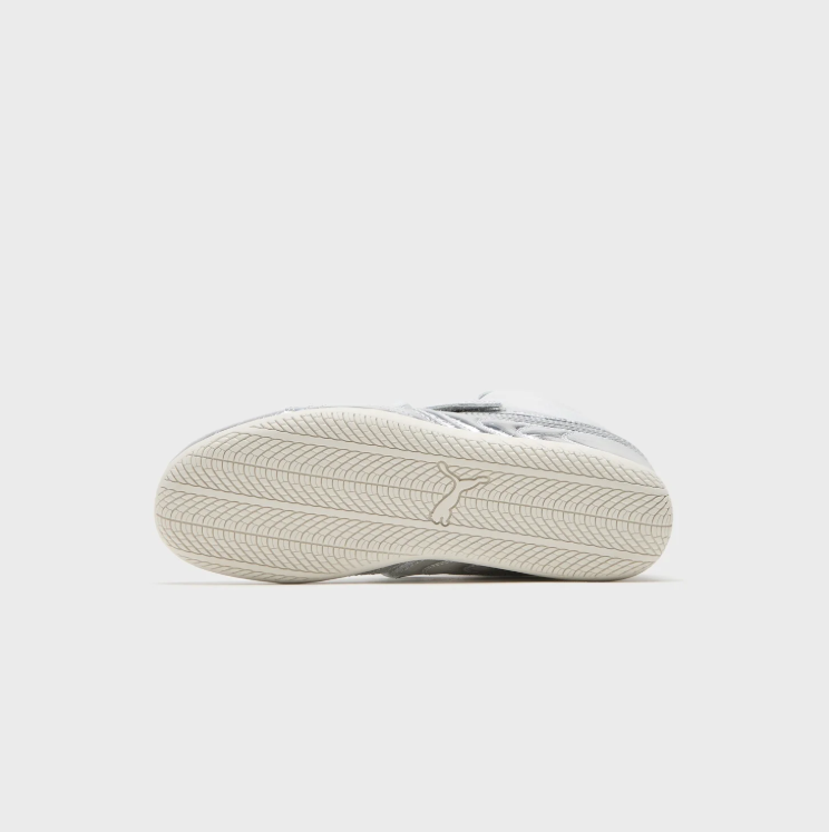 PUMA Metallic Silver High-Top Sneakers with White Collar and Strap