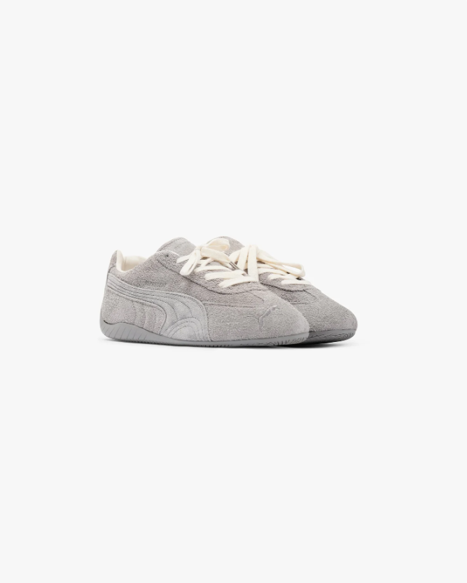 PUMA Light Grey Low-Top Sneakers with Cream Laces