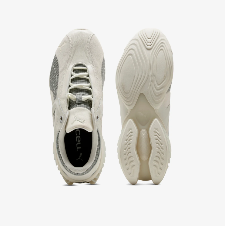 PUMA Off-White & Grey Sneakers with Sculpted Heel Sole