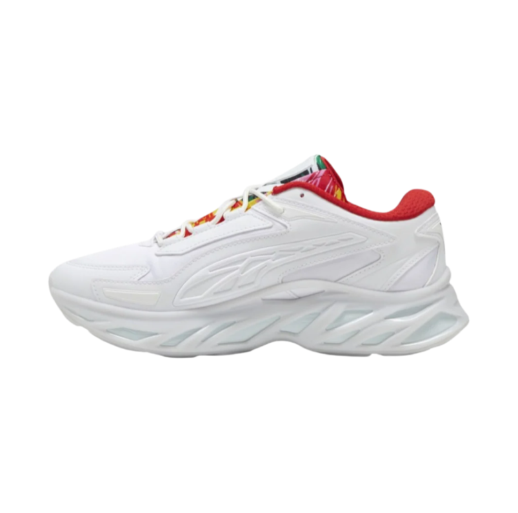 PUMA White Chunky Sneakers with Red Lining and Multicolor Accents