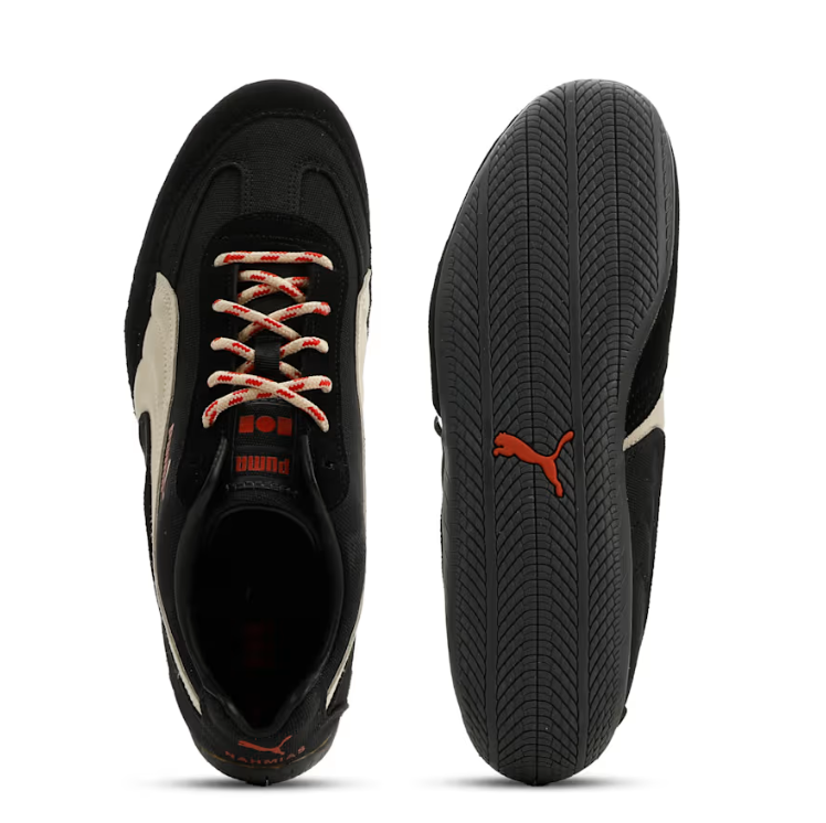 PUMA Black & Cream Low-Top Sneakers with Red Accents