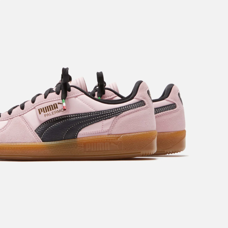 PUMA Palermo Pale Pink & Black Sneakers with Gum-Colored Sole