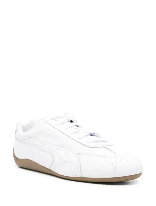 PUMA White Low-Top Sneakers with Gum-Colored Sole