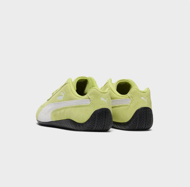 PUMA Lime Green & White Low-Top Sneakers with Black Sole