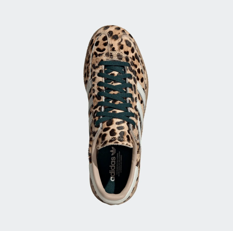 adidas Leopard Print Low-Top Sneakers with Green Laces