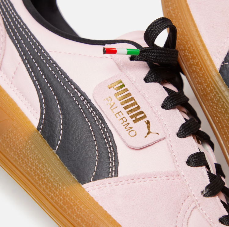 PUMA Palermo Pale Pink & Black Sneakers with Gum-Colored Sole