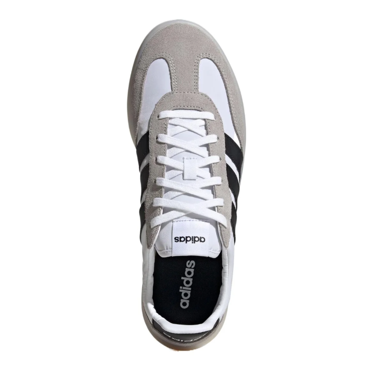 adidas White & Grey Retro Low-Top Sneakers with Black Stripes