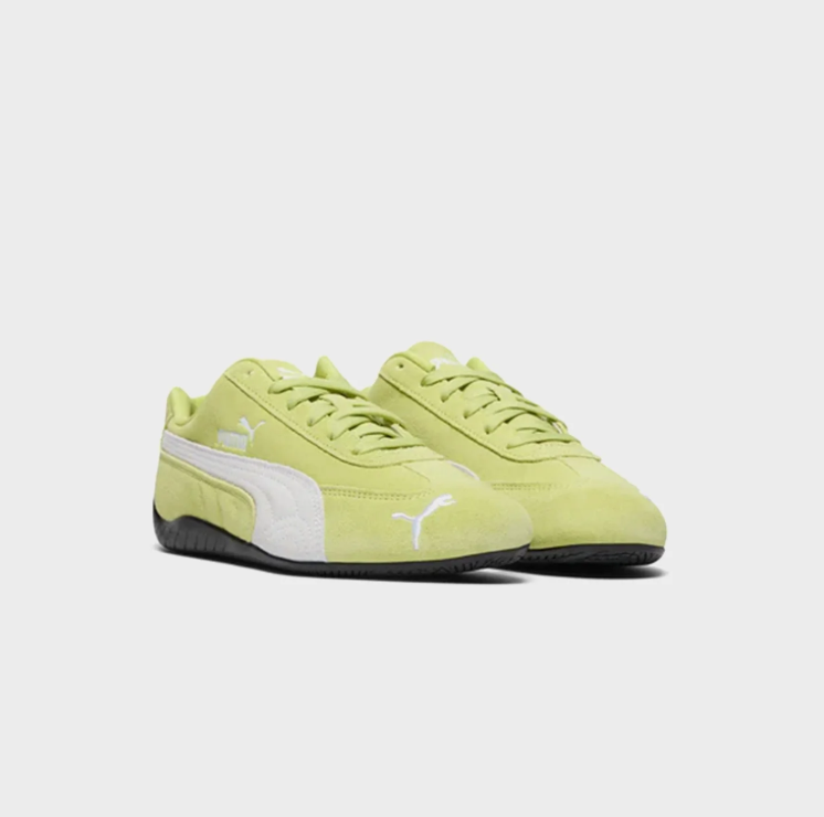 PUMA Lime Green & White Low-Top Sneakers with Black Sole