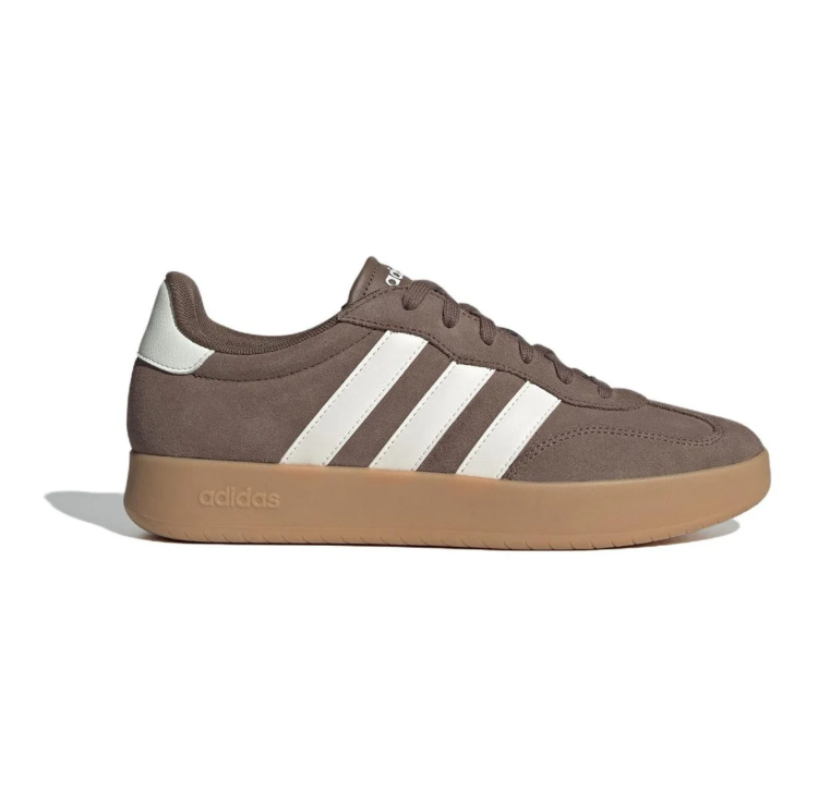 adidas Brown & White Retro Low-Top Sneakers with Gum-Colored Sole
