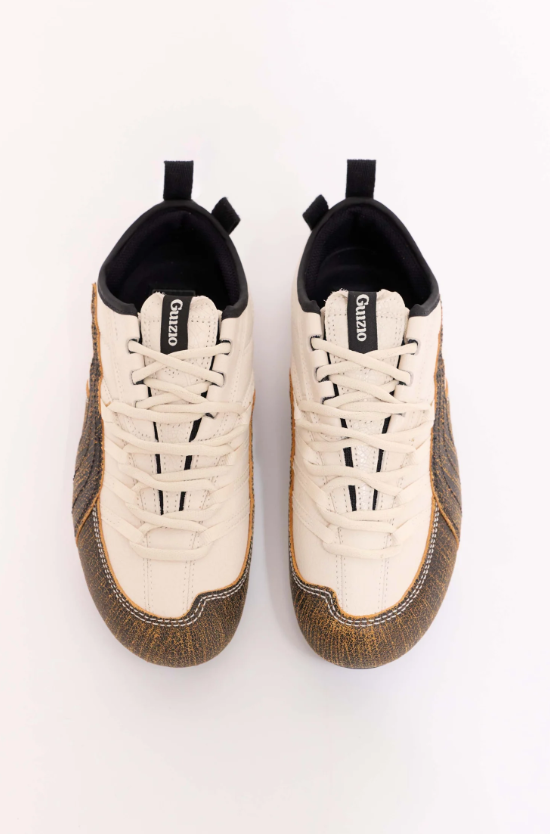 PUMA Cream & Brown Textured Low-Top Sneakers