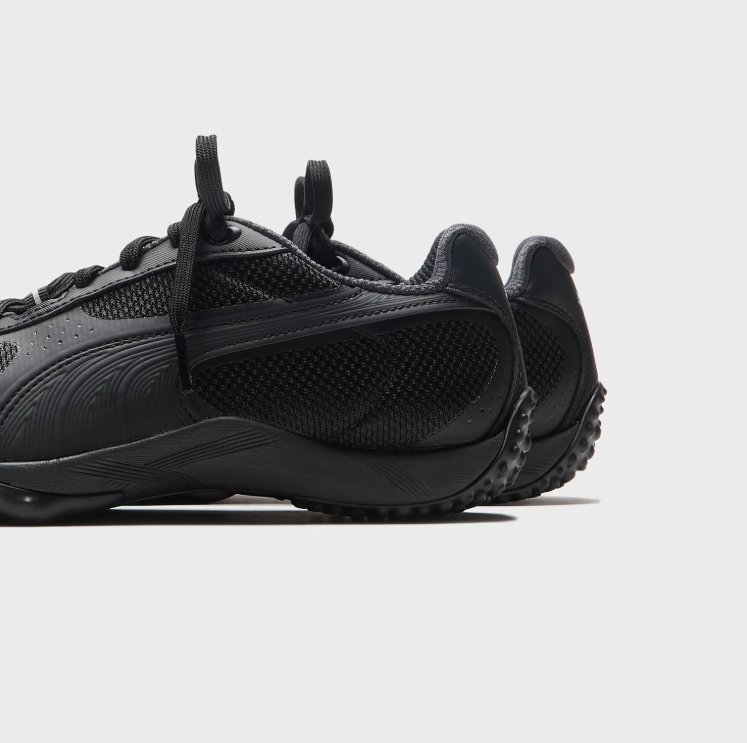 PUMA All-Black Mesh Low-Top Sneakers with Wraparound Sole