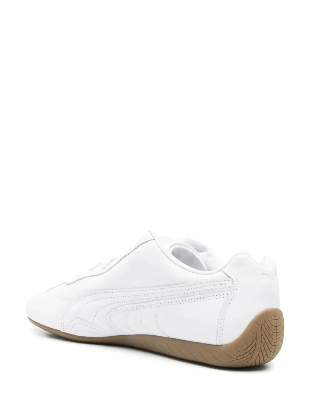 PUMA White Low-Top Sneakers with Gum-Colored Sole