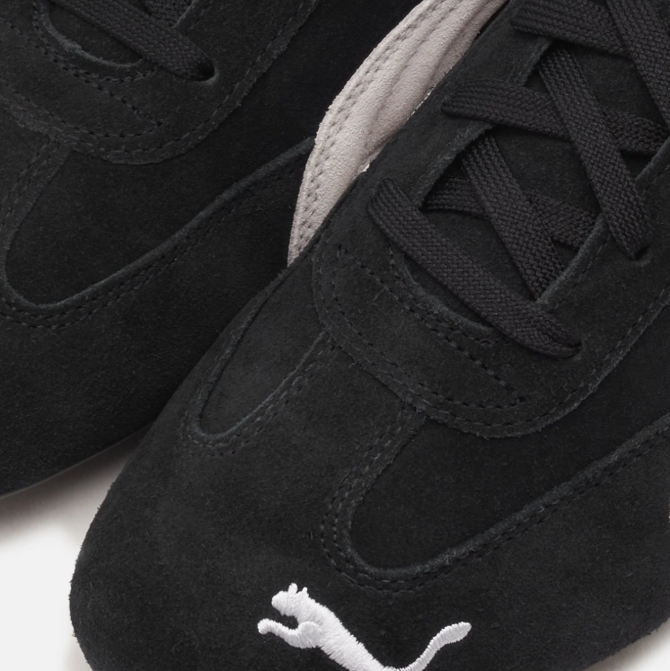 PUMA Black & White Low-Top Sneakers with Gold-Tone Branding