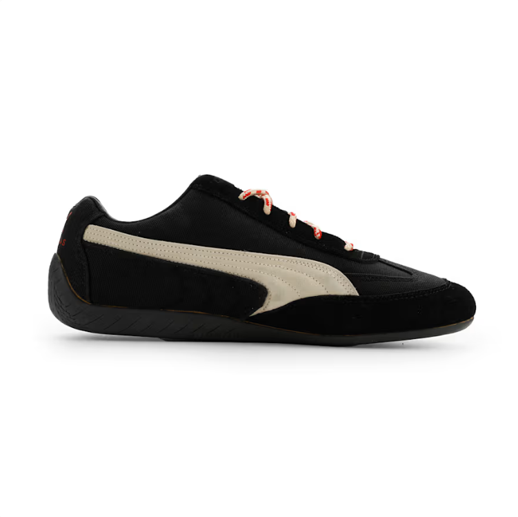 PUMA Black & Cream Low-Top Sneakers with Red Accents
