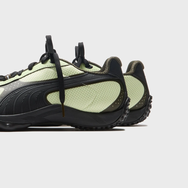 PUMA Pale Green & Black Mesh Sneakers with Wraparound Sole