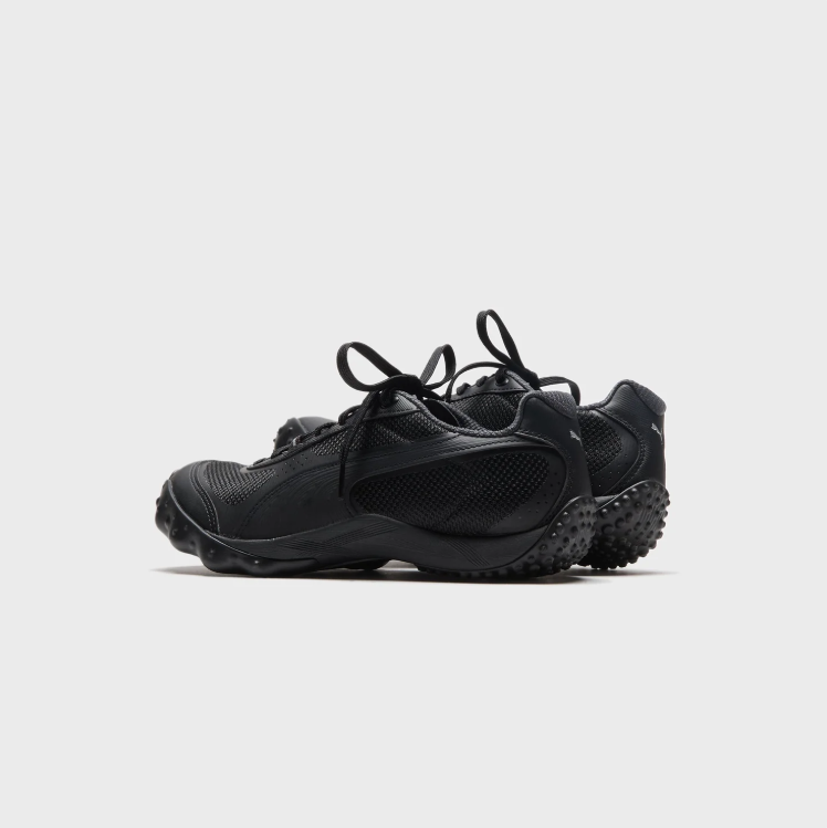 PUMA All-Black Mesh Low-Top Sneakers with Wraparound Sole
