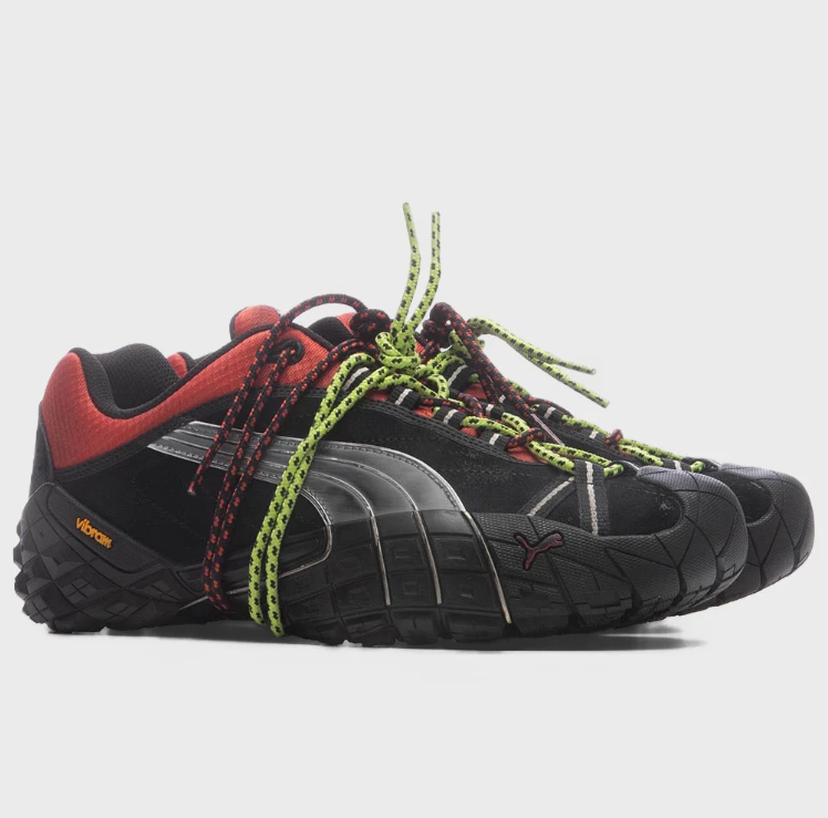 PUMA Black & Red Sneakers with Silver Formstrip and Wraparound Laces