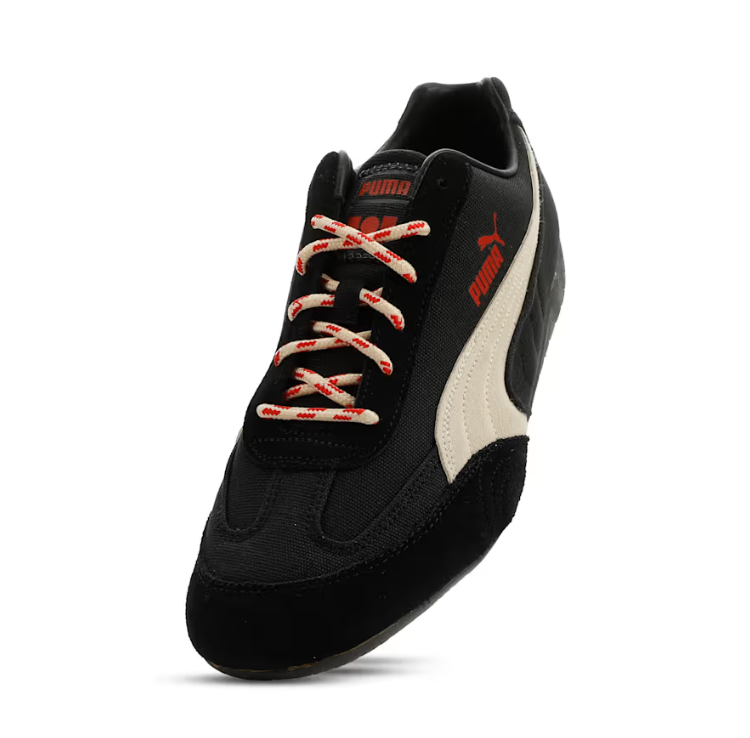 PUMA Black & Cream Low-Top Sneakers with Red Accents