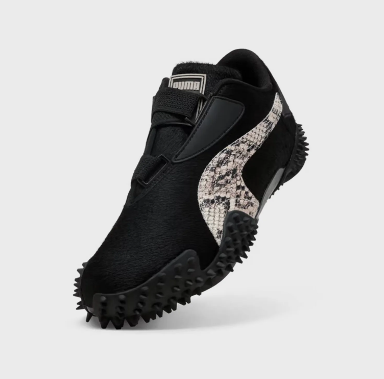 PUMA Black Sneakers with Snakeskin-Print Formstrip and Lug Sole