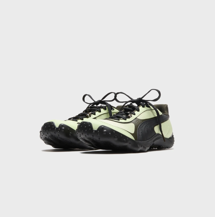 PUMA Pale Green & Black Mesh Sneakers with Wraparound Sole
