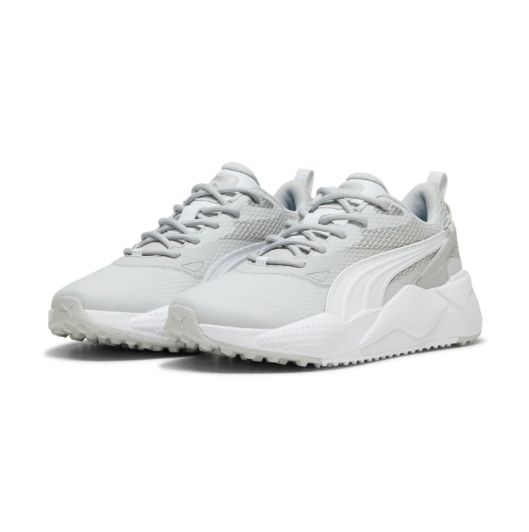 PUMA Light Grey & White Mesh Sneakers with Sculpted Chunky Sole