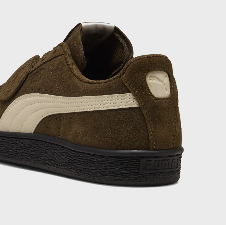 PUMA Olive Brown & Cream Low-Top Sneakers with Black Sole