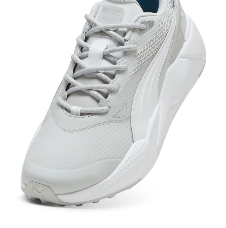 PUMA Light Grey & White Mesh Sneakers with Sculpted Chunky Sole