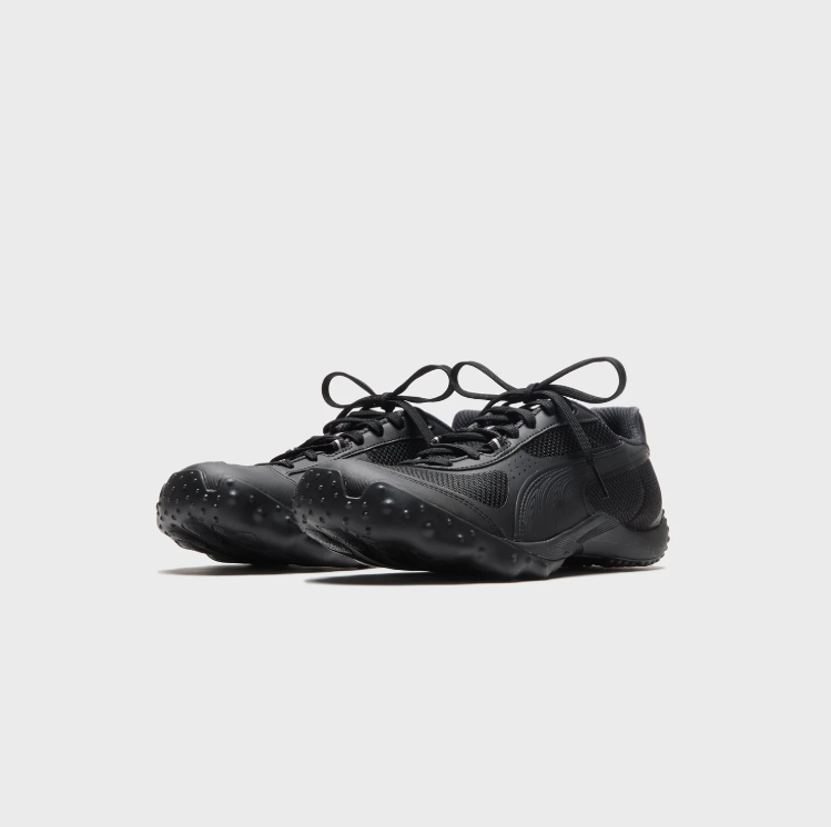PUMA All-Black Mesh Low-Top Sneakers with Wraparound Sole