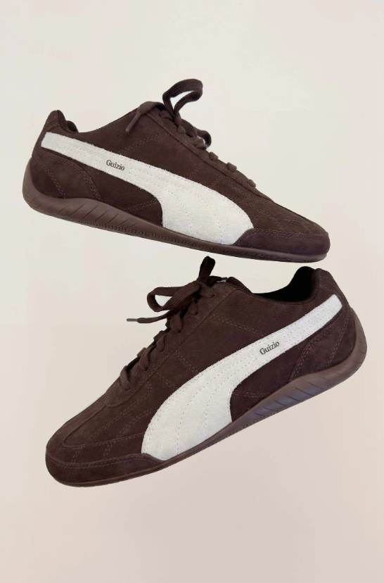PUMA Brown & White Low-Top Sneakers