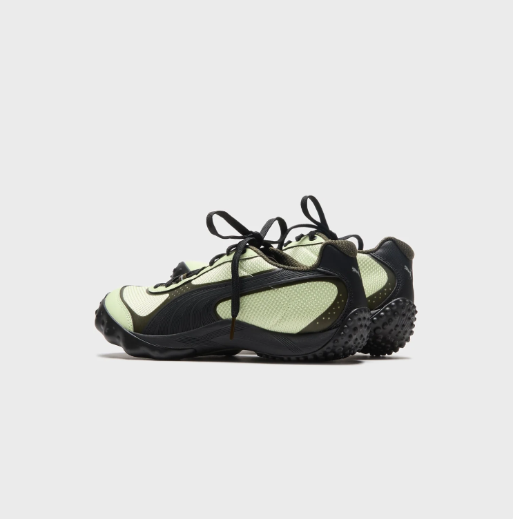 PUMA Pale Green & Black Mesh Sneakers with Wraparound Sole