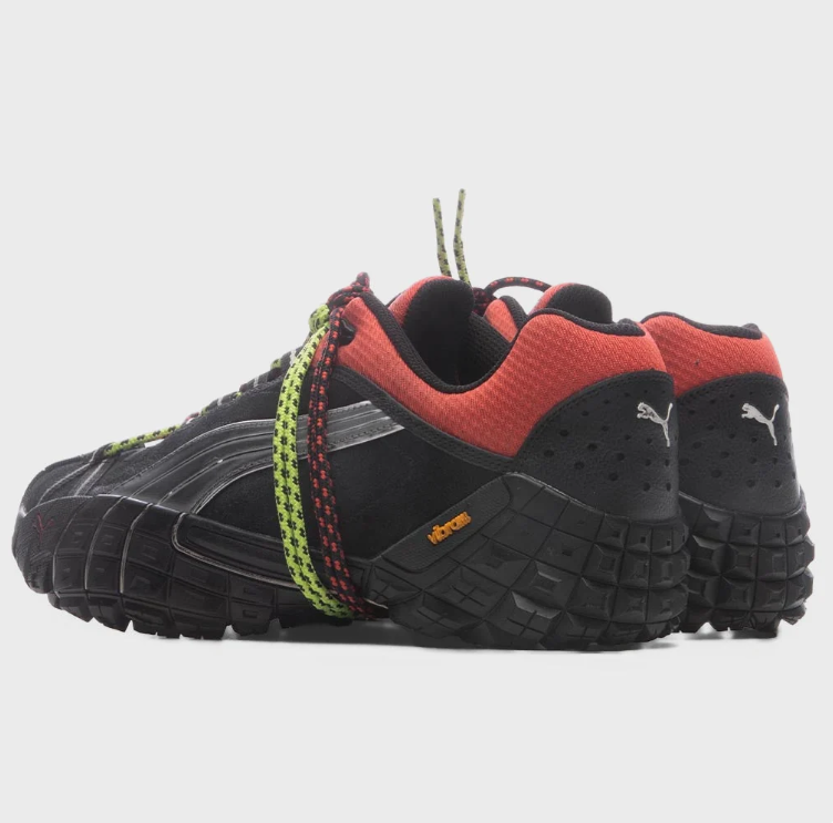 PUMA Black & Red Sneakers with Silver Formstrip and Wraparound Laces