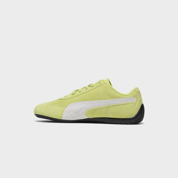 PUMA Lime Green & White Low-Top Sneakers with Black Sole